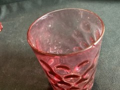 Lot of 10 Fenton Cranberry Glass 4” Tumblers Thumbprint Spot Coin Dot Optic