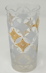 Vintage Libbey Frosted Gold Diamond Atomic MCM Highball Glasses Set of 6 Barware