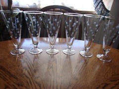 Etched Pilsner Dot 11 Oz Ball Stem Crystal Blown Glass – Set of 6