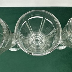 4 Libbey Milkshake Ice Cream Sundae Clear Glass Basketweave Base 7″ Vintage 60s