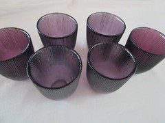 Vintage Amethyst Purple Ombré ribbed textured Glass 6 rocks Whiskey rock 12 Oz.