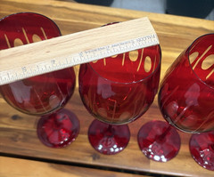 6pc Italo Home Hand Cut Ruby Red Wine Glasses 9.75″ Turkey NEW w/ Stickers
