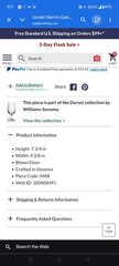 Williams Sonoma Crystal Stemware Dorset 7 3/4″ X 4 3/8″ Martini Glass Set of 4