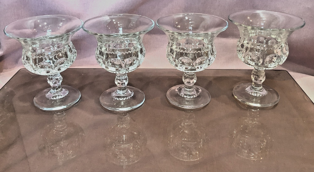 Set of 4 GLASS CRYSTAL CLEAR CORDIALS 3 3/8″ Liquor Sipping ELEGANT Vintage