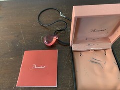 Baccarat Model 1 Pink Crystal Pebble Pendant Necklace