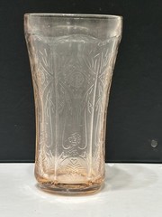 Vintage Indiana Glass Flat Tumbler Recollection Pink Depression Glass 14 Oz USA