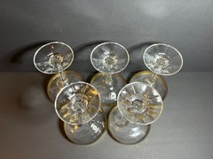 VTG Set of 5 Cristalleria Fratelli Fumo Crystal 24k Gold Rim Champagne Glasses
