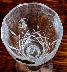 5-New Nobility Kristal Zajecar Cut Glass Panelled Stemmed Wine Glass Yugoslavia