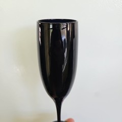 Black Art Glass Elegance 8.75” Tall Stem Champagne Glass