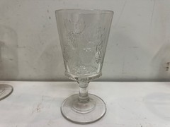 Antique EAPG Dalzell Glass Clear Strawberry & Currant Set of 5 Goblets