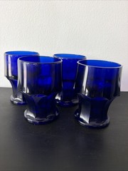 Vtg Set of 4 Georgian Cobalt Blue Viking Tumbler Glasses 12oz VTG 1970s
