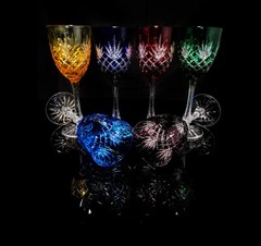 Faberge Odessa Colored Crystal Hock Glasses 8 7/8″ H