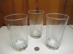 Set of 3 Anchor Hocking Reflections 16oz Clear Glass Tumblers 10 Vertical Panels