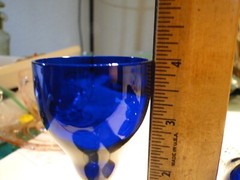 5 Morgantown Ritz Blue Golf Ball Old English Cordials, Exc. Cond. 4″ Tall