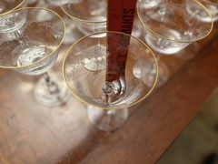 Golden Lace by Fostoria Champagne Tall Sherbert Set of 10 Vintage Etched w/Gold