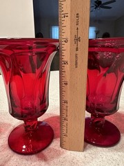 Set of 4 Fostoria JAMESTOWN RUBY RED Water Iced Tea Wine Footed Goblets 6”