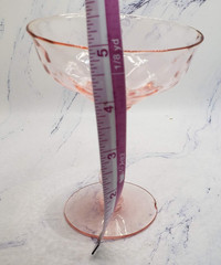 Vintage Pink Depression Glass Stem Diamond Pattern Cocktail Wine Glass