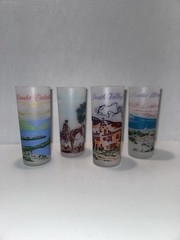 Vintage California Souvenir Frosted Glass Set – Santa Monica, Death Valley