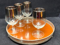 MCM Dorothy Thorpe Silver Fade Large Stemmed Wine or Beverage Glasses – set of 4