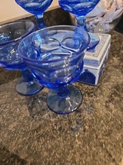 4FOSTORIA GLASS BLUE ARGUS Sherbert Henry Ford Museum Set Of 4~ 5″