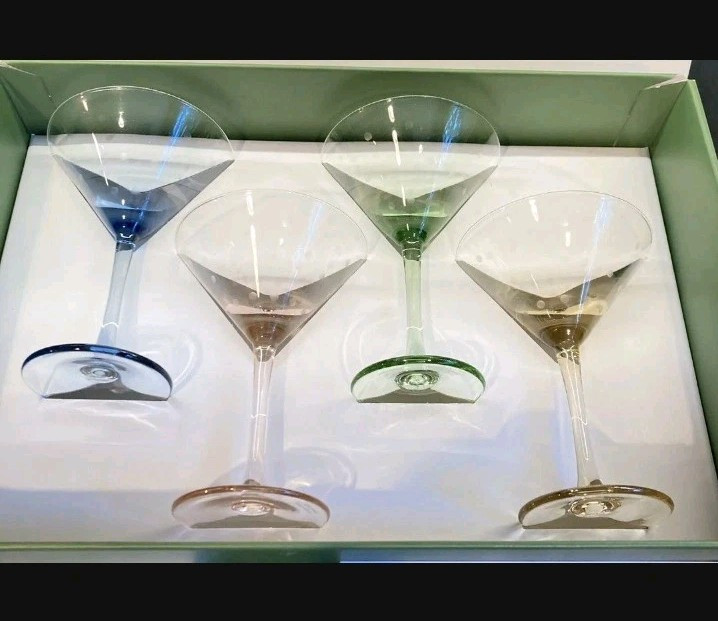 Kate Spade Lenox LARABEE DOT POP Mini Martini 4 PC. Crystal Glasses 4 Colors New