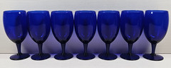 7) Pier 1 Cobalt Blue Iced Tea Glass Set Elegant Stemware Drinking Bar P1C13 Lot