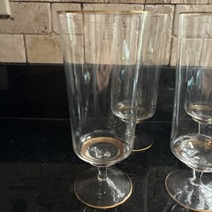 Vintage set of BLOCK “Chateau” Water Tea Stemware Gold Accents 7.25”