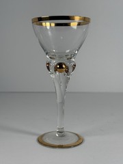 Vintage Clear Glass Gold Rim Cordial Liqueur Glass Applied Gold Orb Stem