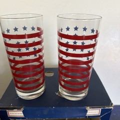 Americana Stars & Stripes Flag Glasses by Williams-Sonoma, Set of 6 –15oz 4July