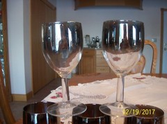Silver Trimmed Roly Poly Design Vintage Small Short Stemmed 5 Wine Goblets
