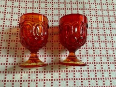 L.E. Smith Moon & Stars 2 glass goblets Amberina Red color excellent 3 3/4” high