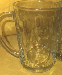 Set of 2 Vintage Thumbprint Dimple 14 oz Clear Heavy Glass Beer Mugs 4.75″ tall