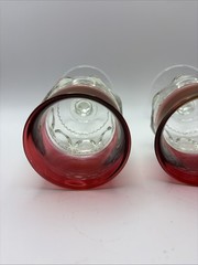Kings Crown Set 2 Tiffin Ruby Red Flash Thumbprint Goblets 5.75”Tall 3” Round