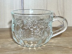 Jeanette Glass Punch Cups Set of 12 MCM Embossed Apple Grape Pear 1960’s