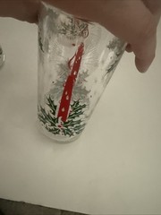 Vtg Set 6 1960’s Christmas Libbey Holly Candle Drinking Glasses 12oz MCM Decor