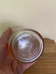 Vintage Orange, Pink Stylized Rose 16 oz Sour Cream Glass Retro MidCentury