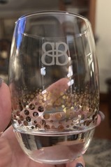 Princess House Fantasia Gold Dot Stemless Wine Glass – Etched Logo – Vintage