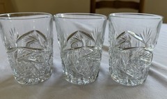 Heisey Pinwheel & Fan, Star Clear Crystal Glass Tumblers #305 Set of 3 Vtg