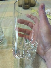 2 High ball glasses Unique pattern Of Plus On Bottom 16oz And 12oz. Heavy Glass