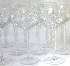 German wine goblets cut lead crystal set of 10 tall faceted stem