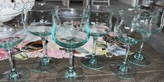 Set of 6 Sasaki Rapture Blue Wine Water Glasses Goblets 7″ tall -mint