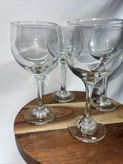 Libbey Teardrop Premier Water Goblets 7” Set of 4 Clear Stemmed Glass Retro