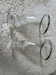 4 Vintage Fostoria Crystal Wedding Ring Water Wine Goblets Glasses Platinum Trim