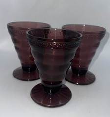 LE Smith Pebbled Rim Melba Amethyst Purple 4 1/4″ Tumbler ca. 1920’s Set Of 3