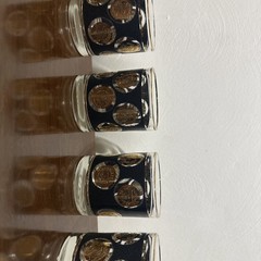 Vintage Libbey Gold Coin Bourbon Glasses Set of 8 w/ Black Raised Texture 8 oz