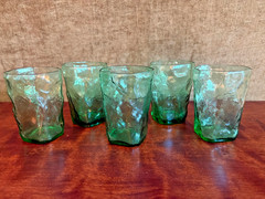 Set of 5 Vintage MCM Fine Seneca Driftwood Tumblers Glasses, in Moss Green