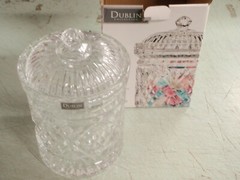 Shannon Crystal Glass BISCUIT JAR Canister Dublin Collection Godinger HOLIDAY