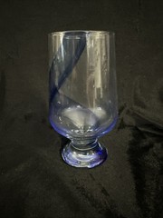 Vintage Libbey Blue Ribbon Glass Goblet Tumbler Footed Clear Blue 6″