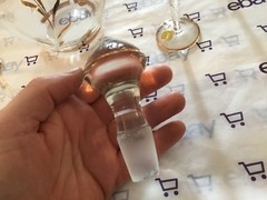 Romanian etched glass gold trim pitcher and liquor glass set