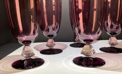 6 BRYCE CRYSTAL AQUARIUS AMETHYST Iced tea glasses USA discontinued